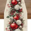 Camino de Mesa Navideño Patrón de Copo de Nieve Muñeco de Nieve Árbol de Navidad Mantel de Poliéster Decoración Festiva Sala de Estar Mesa de Café Cocina Mesa de Comedor
