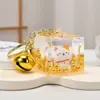 Enfeites de mesa preenchidos com óleo gato da sorte de areia movediça dourada chaveiro de acrílico criativo pingente de bolsa pequenos presentes atacado