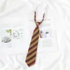 Corbata de Estilo Japonés Estilo Preppy para Mujer, Rayas Rojas Doradas y Rojas, Corbata de Uniforme de Soltero Marrón para Personas Perezosas, Sin Fotos