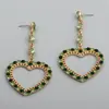 Moda transfronteriza europea y americana, nuevos pendientes personalizados dulces de amor largo de aleación incrustados con diamantes de colores, pendientes elegantes
