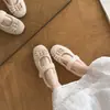 Sapatos Mary Jane de pelúcia estilo fada para mulheres Modelo Outono/Inverno 2026 Laço Tira única Quente com fleece adicionado Sapatos baixos peludos
