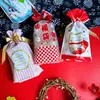 Novo Presente de Ano Novo DIY Bolsa com Cordão Lanche Casual Floco de Neve Bolo Embalagem de Presente de Ano Novo Bolsinho com Amarração