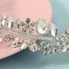 Diadema Super Flash de Pedrería Transfronteriza, Gama Alta, Lujo Ligero, Accesorios Versátiles para el Cabello de Boda, Diadema de Flor de Ciruelo y Hoja de Diamante Hecha a Mano al por Mayor