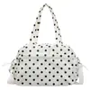 Nova bolsa de viagem curta de bolinhas, estilo francês, fofa, grande capacidade, bolsa de mão versátil, bagagem de mão, bolsa de ioga e fitness