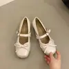 Zapatos de una sola tira 2026 boca poco profunda para mujer, zapatos Mary Jane para ir al trabajo, lazo, aumento de altura interior para personas bajas, otoño, estilo francés