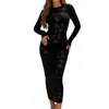 Lencería sexy, el más vendido en Amazon en Europa y América, vestido de malla para mujer de manga larga con diseño jacquard calado, falda bodycon larga transparente