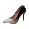 Salto Alto Stiletto Feminino 2025 Primavera Novo Tamanho Grande Saltos High-End Elegante Cor Gradiente Bico Fino 4243
