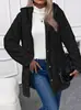 Abrigo de Jacquard Acanalado de Felpa Otoño/Invierno Europeo y Americano de eBay AliExpress Abrigo con Capucha de Botones Suelto de Moda con Forro de Felpa para Mujer