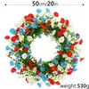Hermoso Producto Nuevo Transfronterizo: Corona Artificial de Flor Mil Mariposas para el Día de la Independencia Americana para Decoración de Puerta Principal y Decoración del Hogar