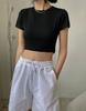 "Estilo Privado" Verano Nuevo Europeo y Americano ins Moda Diseño Hueco Camiseta de Manga Corta con Cuello Redondo Top Adelgazante Ajustado para Mujer