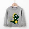 Suéter de Primavera y Otoño Estilo Coreano para Niños, Suéter de Punto Pullover de Dibujos Animados de Dinosaurio para Niños, Camiseta Base Cálida de Doble Capa con Cuello Redondo, Ropa para Niños