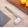 Par Individual de Palillos de Acero Inoxidable de 23 cm, Palillos Antideslizantes de Hilo Retorcido, Cuadrados Lisos, Resistentes a Altas Temperaturas, Exquisitos para Uso Doméstico