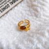 Anillo abierto con orejas de trigo y circón vintage de la época medieval para mujer, anillo combinable con todo, joyería retro ligera de lujo de alta gama.