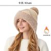 Gorro de Punto para Mujer Nuevo Otoño e Invierno Europeo y Americano Orejas de Gato de Dibujos Animados Gorro de Lana Elástico Protección para las Orejas con Tres Pompones Gorro con Forro Polar