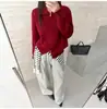 Suéter de canalé de cuello alto estilo coreano para mujer, cárdigan de punto con doble cremallera, nuevo abrigo superior de moda para otoño e invierno para mujer