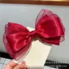 Grampo de cabelo com laço grande clássico de fio de vidro da Coreia do Sul para mulheres, acessório de cabelo francês de alta qualidade, adorno de cabeça, clipe de rabo de cavalo com temperamento de princesa