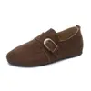 Nova Coleção Primavera e Outono 2026: Confortáveis, Leves, Salto Baixo, Couro Camurça, Sapatos Casuais da Moda Estilo Coreano, Mocassins de Boca Profunda para Mulheres