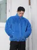 Chamarra de forro polar doble cara, engrosada para otoño e invierno, cálida, con cuello alto, cierre de cremallera, abrigo deportivo casual de moda para parejas, hombres y mujeres
