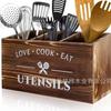 Caja de Almacenamiento de Vajilla de Madera Transfronteriza Caja de Almacenamiento Clasificado para Cuchillos y Tenedores para Encimera de Cocina Soporte para Acabado de Utensilios de Cocina
