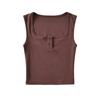 Chaleco Básico Skinny Spice Girl Combinable Sexy de Dos Botones con Tirantes Anchos Sin Mangas para Verano Mujer