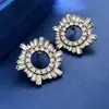 Moda Europea y Americana Nuevos Accesorios Diseño de Personalidad Pendientes Irregulares Completamente Incrustados de Diamantes Pendientes Exagerados Circulares Huecos para Mujer