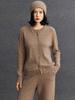 Cárdigan de punto de cachemira para mujer, cuello redondo, trenzado, moda casual, simple, versátil, chaqueta holgada nueva de otoño e invierno