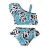 Traje de baño de verano de comercio exterior para niños europeos y americanos, traje de baño para niñas, traje de baño con volantes, dividido, estampado de leche