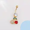 Anillos de Ombligo de Acero Inoxidable Coloridos Transfronterizos Europeos y Americanos, Serie Completa de Diamantes de Alta Gama, Varios Accesorios para Piercing de Ombligo Serie Fruta Cereza