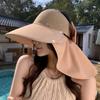 Chal Sombrero para el Sol con Ala Ancha Sombrero para el Sol para Mujer Protección Solar de Verano Uv Paja Sombrero para el Sol de Copa Vacía Plegable