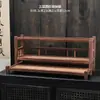 Suporte de panela de camada dupla de nogueira preta norte-americana Suporte de armazenamento de nogueira sul-americana Suporte de armazenamento de conjunto de chá kung fu Suporte de bule de areia roxa