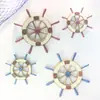 Estilo Mediterrâneo Criativo Madeira Maciça Barco Americano Antigo Roda de Leme Pendurada na Parede Artesanato de Timoneiro Decorações