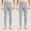 Calentadores largos para hombre de color liso sin bolitas cintura alta otoño Calentadores largos ropa interior para hombre leggings