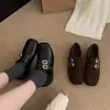 Mocasines Cuadrados Vintage con Aumento Oculto de Altura, Forrados de Felpa, Zapatos Británicos de Cuero Estilo Brogue para Otoño e Invierno, Zapatos de Algodón con Suela Gruesa
