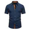Amazon 2025 Nueva Moda de Verano para Hombre Camisa de Manga Corta de Contraste Chaqueta Cardigan Suelta Casual para Hombre