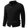 Nuevo suéter de invierno 2026 para hombre, engrosado, talla grande, con doble cremallera, cuello alto, cárdigan de punto cálido, prenda de abrigo