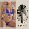 Noche Dorada Lencería Sexy Bikini Sexy de Tres Puntos Entrepierna Abierta Tentación talla grande qqny Pasión Encaje Pijama