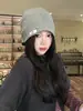 Gorro gris de lunares estilo coreano ins para mujer, nuevo de otoño 2026, holgado, versátil, para el frío, gorro slouchy de moda