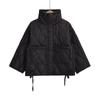 Abrigos de Algodón Simples de Empalme Europeo y Americano para Otoño e Invierno, Chaqueta de Versión Holgada con Diseño de Cordón y Bolsillo Grande a la Moda
