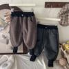 Calça de Bebê Outono e Inverno Calça de Perna de Ursinho para Menino com Forro de Lã Calça de Moletom Grossa Calça Quente de Inverno para Bebê Crianças