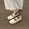 2026 Nuevos Zapatos Mary Jane Franceses de Suela Suave de Verano Versátiles para Mujer con Calados de Fondo Plano Zapatos de Suela Plana Transpirables de Boca Baja Zapatos Retro