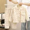 Conjunto de Pijama para Niños Forrado de Felpa Engrosado Franela para Niños Niñas Cálido Ropa para el Hogar Conjunto Cárdigan Ropa para Bebé Niños