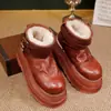 Botas de Nieve con Piel Integrada para Mujer 2025 Invierno Nuevo Estilo Piel de Vaca Lavada y Pelo de Cordero Engrosadas Cálidas Botas de Algodón con Suela Gruesa