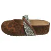 Mules de textura de piel de oveja, que aumentan la altura, de punta cerrada para mujer, nuevo calzado de verano para exteriores, mules slip-on súper populares