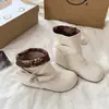 Botines estilo francés con lazo para mujer, nuevo modelo de verano 2026, punta redonda, con vuelta, suela gruesa, botines de moda, versátiles, de ajuste ceñido
