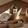 Cesta de Almacenamiento de Algas Marinas Cesta de Almacenamiento Tejida de Mimbre y Paja Cesta Tejida de Bambú Organizador de Artículos Varios de Escritorio Rectangular Tejido Shihua