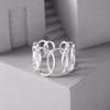 Anillo geométrico ovalado hueco de plata de ley 925 para mujer, estilo coreano, diseño simple y moderno, anillo abierto J5935
