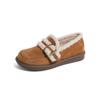 Weiwei Girl 723-9 Zapatos Burken de suela gruesa con forro polar, zapatos Mao Mao de invierno para mujer, mocasines de un solo paso, zapatos Bocken de algodón