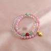 Nueva pulsera china con topacio aguamarina y colgante del zodiaco de la serpiente, pulsera de cristal rosa, doble círculo, pequeña, fresca y a la moda, combina con todo.