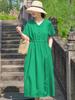 Vestido de Cuadros Estilo Francés Negro Modelo Nuevo 2026 para Mujer, Estilo de Verano de Alta Gama, Elegante Vestido Largo de Algodón para Mamá Joven