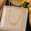 [Colar de Aço Titânio Cor Aço Dourado] Feminino Leve Luxo Moda Versátil Corrente Clavícula Alta Sensação Nicho Colar de Amor